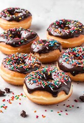 Chocolate doughnuts with sprinkles