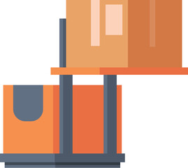 Robot forklift box icon cartoon vector. Warehouse cargo. Modern storage
