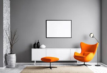 Modern design home interior and mock up frame