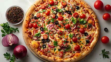 Mouthwatering Whole Pizza with Rich Toppings