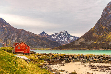 nature sceneries inside the Lofoten Islands, Norway, during the spring season