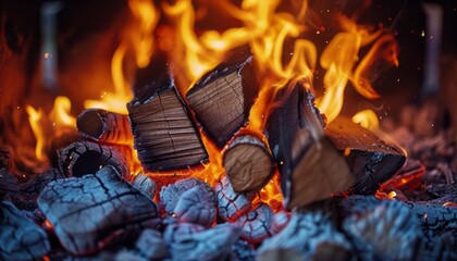 Wood Pile Burning on Fire