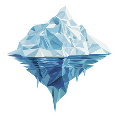 Low Poly Iceberg Above and Below Water