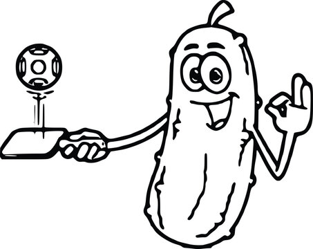 recommend clip art: Cute Pickle Cartoon Character with A Thumb Up And Holding Pickleball Ball. Hand Drawn Vector Illustration Isolated On Transparent Background