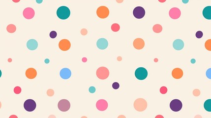 Watercolor polka dots, simple flat illustration, white background, colorful, cute