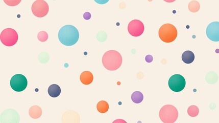 Watercolor polka dots, simple flat illustration, white background, colorful, cute