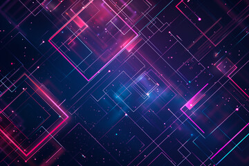 Vibrant Neon Abstract Geometric Background. A dynamic abstract background with glowing neon lines and geometric shapes in a futuristic digital space.