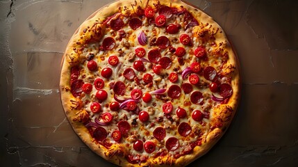 Mouthwatering Whole Pizza with Juicy and Flavorful Toppings