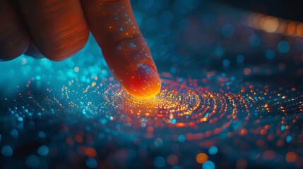 Macro view of a customers finger pressing on a screen, choosing between various model specifications of an electronic gadget
