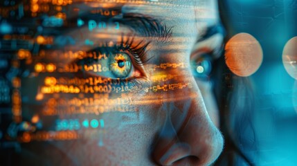 Macro view of focused eyes reflected in the screens glow, analyzing detailed customer reviews and price lists online