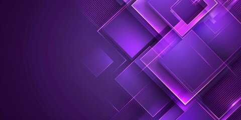 Abstract purple background with geometric shapes and lines, glowing light effects Generative AI