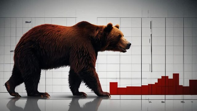 Downward Trend. stock bear market red Downward trend charts on the investment trading pessimistic expectations