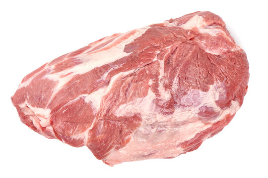 Raw pork ham, pork leg, isolated on white background.