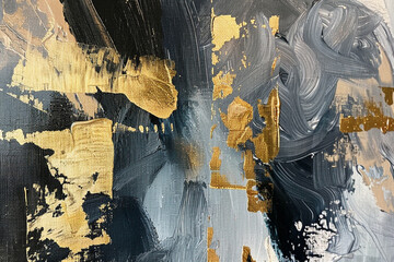 Abstract oil painting incorporating gold accents, evoking a sense of luxury and opulence.