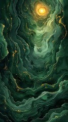 Green and white abstract organic illustration.