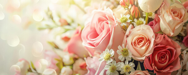 A beautiful bouquet of pink and white roses