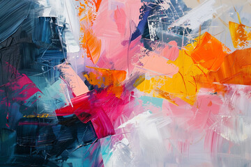 Abstract oil painting with expressive brushstrokes and a vibrant color palette, evoking emotions...