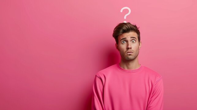 Man Looking Confused With Question Mark Above Head
