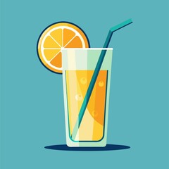 Art & Illustration, A raster image of a glass of lemonade on a colorful background.