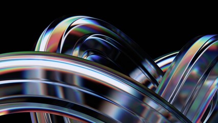 Abstract glass shape on black background, 3d render