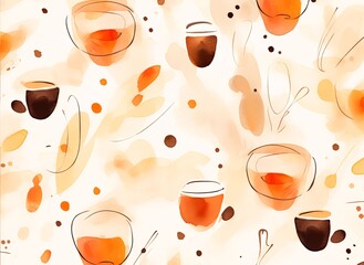 background brown watercolor coffee glasses