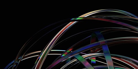 Abstract background with colorful rounded lines, 3d render