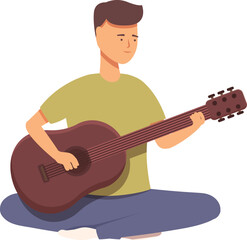Fast guitar play of boy icon cartoon vector. Musical concert. Teaching talent