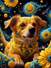 Dog in a flower galaxy