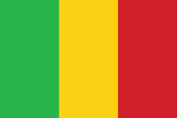 National flag of Mali original size and colors vector illustration, drapeau du Mali flag, Flag of the Republic of Mali or pan-African colours mali flag