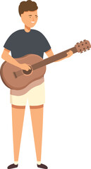 Boy guitar talent icon cartoon vector. Event art audio. Concert play
