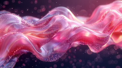 Obraz premium abstract pink waves with glitter and bokeh lights for festive background design