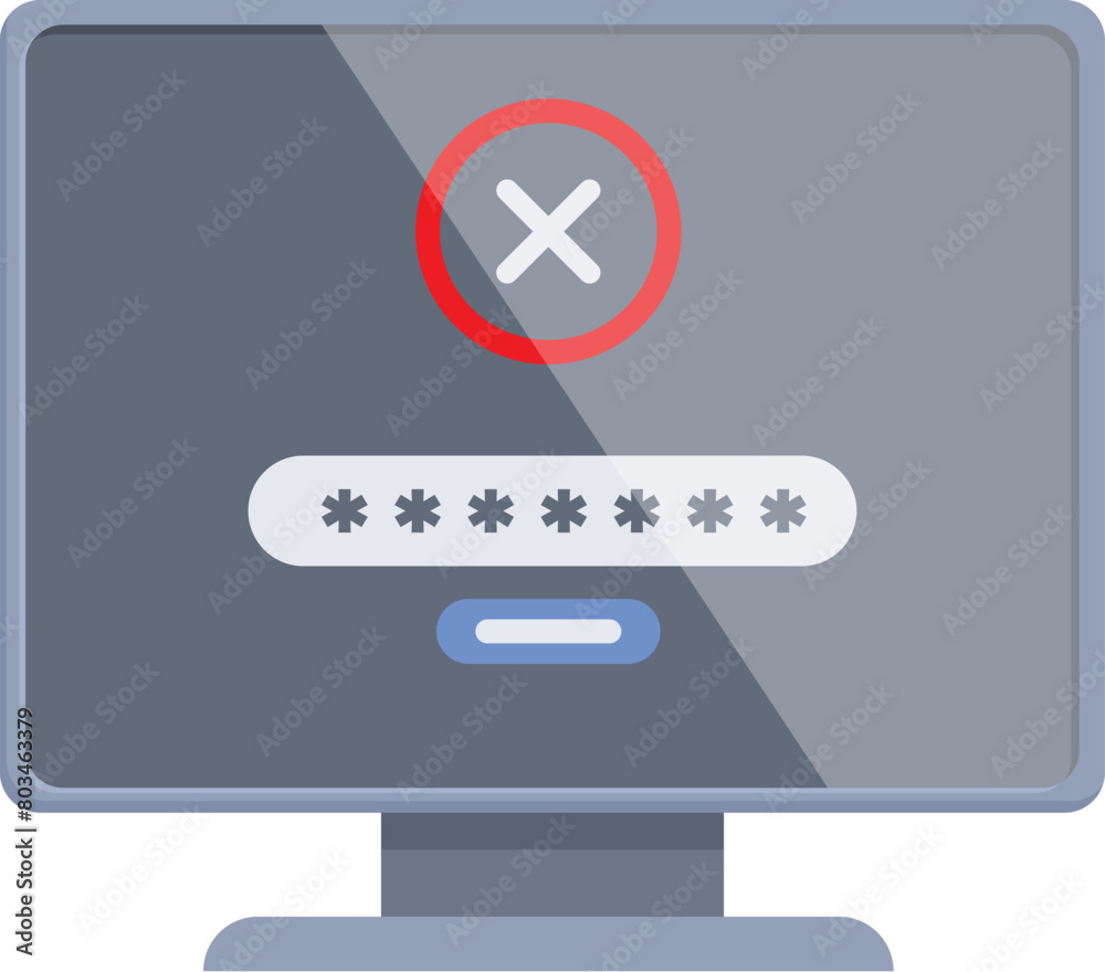 Poster computer access denied icon cartoon vector. incorrect password. secure internet