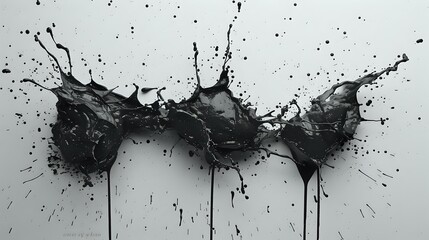 Unpredictable Beauty: Black Ink Splatters Trio