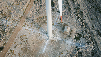 Wind turbine, energy production concept infographics. 3D render