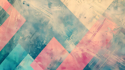 Stylish Pastel Colors Blended with Abstract Geometric Lines on a Vintage Grunge Background
