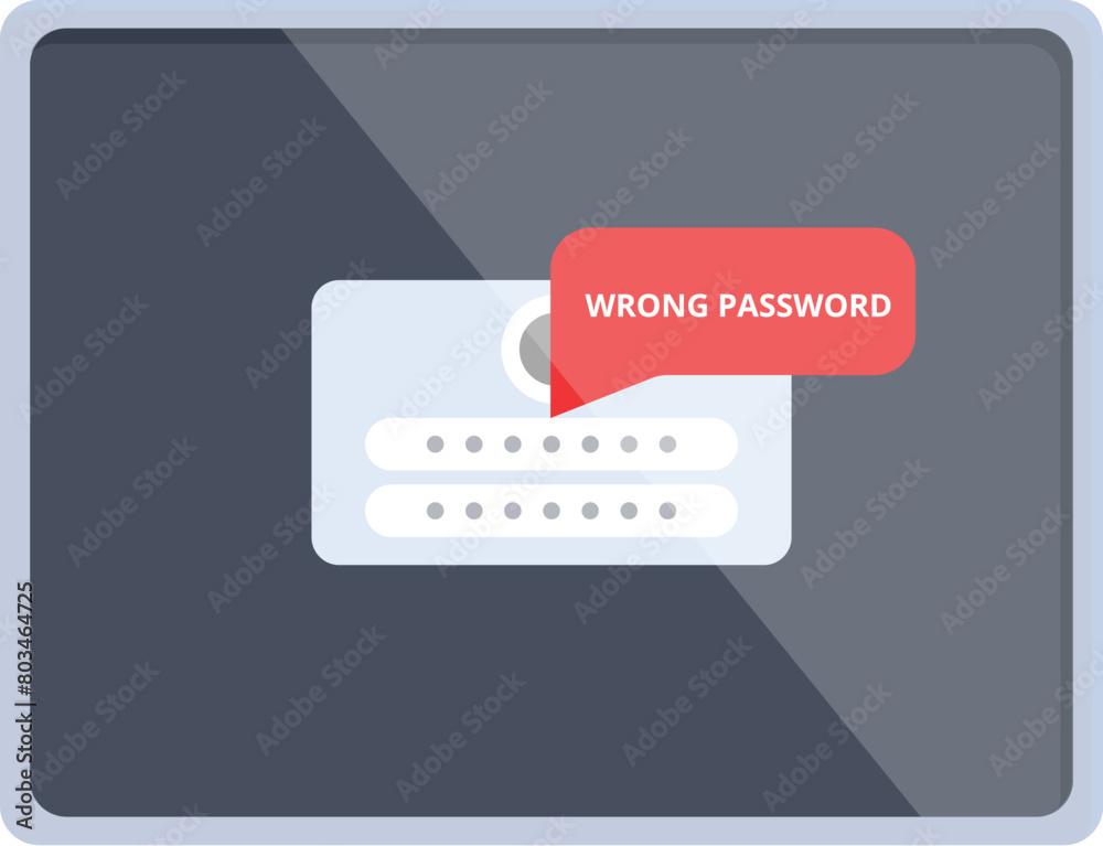 Poster system wrong password icon cartoon vector. error hardware. code steal alert