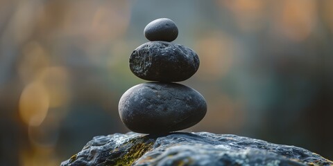 stack of rocks sitting on top of a rock, balance concept.
