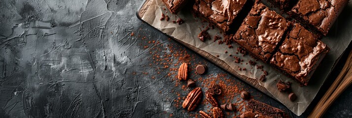 tray of brownies with pecans on a table