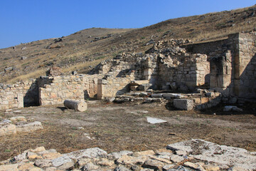 Hierapolis ancient City, landscape near Pamukkale, Denizli, Turkey
