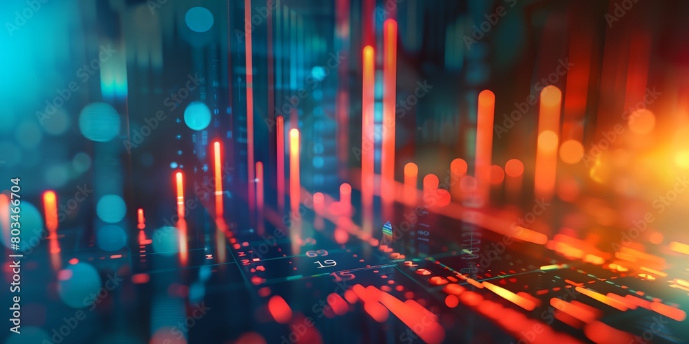 Aufkleber a computer keyboard with a blurry background of lights and colors on it's keyboard keys are glowing