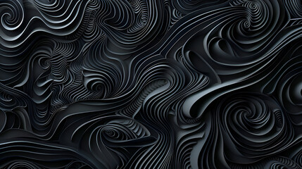 Fototapeta premium Aesthetic Poster Design with Black Geometric Waves and Swirls on a Minimalistic Background