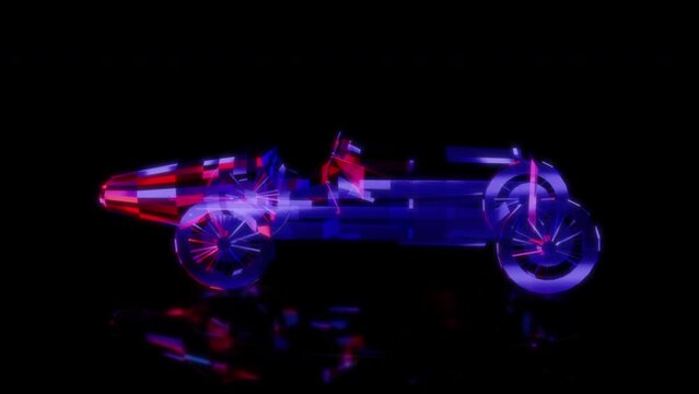 Rendering 3D animation, VISUAL EFFECTS Duesenberg GP Racing Car Model on a black background