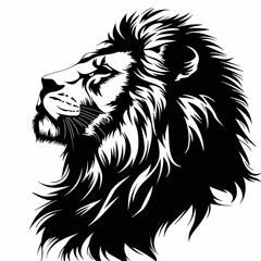 silhouette of a lion on a white background. Generative AI