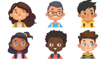 set of cartoon characters faces on a white background. Generative AI