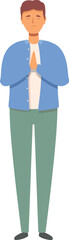 Young student pray icon cartoon vector. Respect spiritual. God love