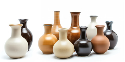 A set of three beautifully crafted ceramic vases, showcasing a blend of rich brown tones and exquisite design, perfect for modern home decor.