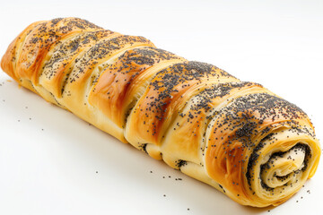 A red and white striped box of popcorn is filled with popcorn