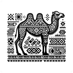 Camel silhouette in animal ethnic, polynesia tribal illustration