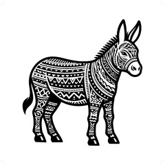 Donkey silhouette in animal ethnic, polynesia tribal illustration