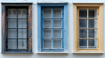 Obraz premium Light and Space: Triptych of Windows in Neutral Frames